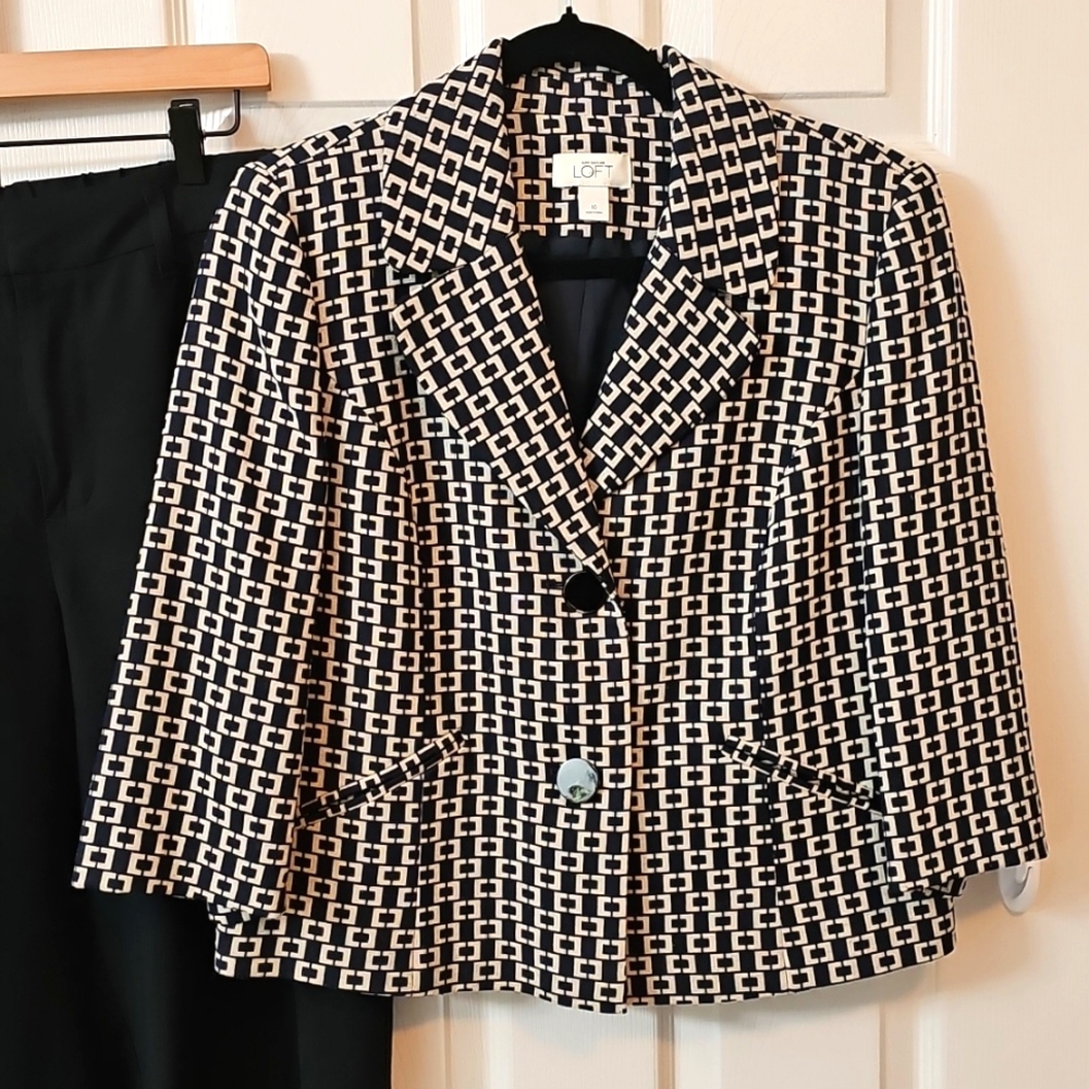 Loft Black white Blazer Office Wear Business Casual Elegant Wear career